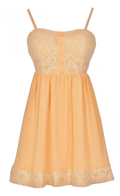 Peach Sunrise Lace Babydoll Dress